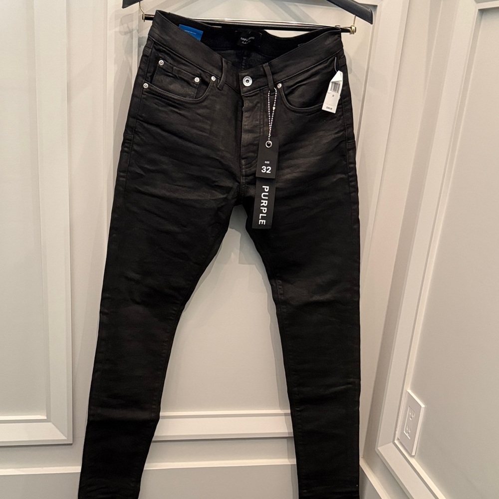 Purple Brand waxed Men's Sleek Black Skinny Jeans